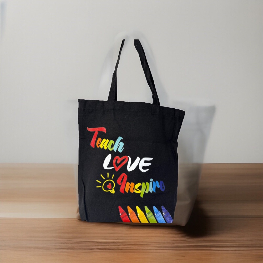 4 Pc Canvas Teacher Tote Book Bags for Teacher Appreciation Gifts 14 x‎ 15 x 4